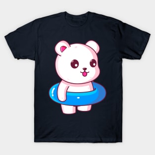 Cute polar bear with swimming ring summer vacation T-Shirt